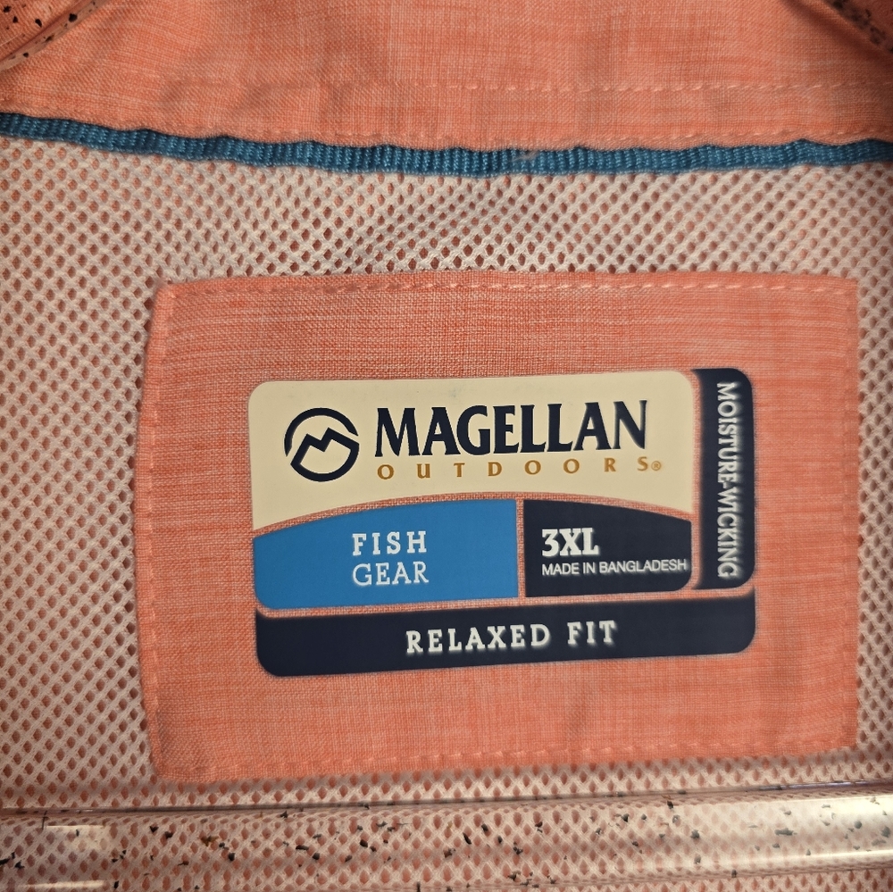 Magellan FISHGEAR NWOT LOT OF 2 S-Sleeve Plaid and Solid Peach Shirts. MENS 3XL - Picture 8 of 16